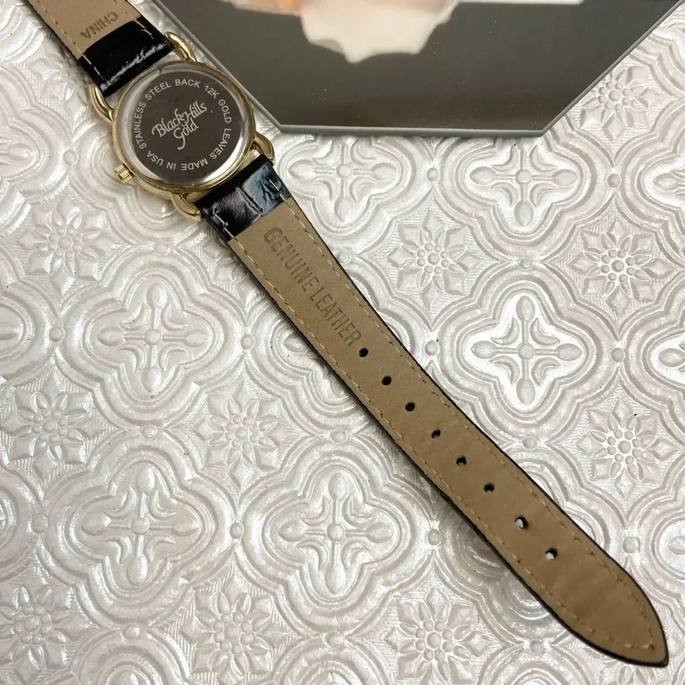 Black Hills Gold Real 12K Gold Leaves on Dial Ladies Watch
